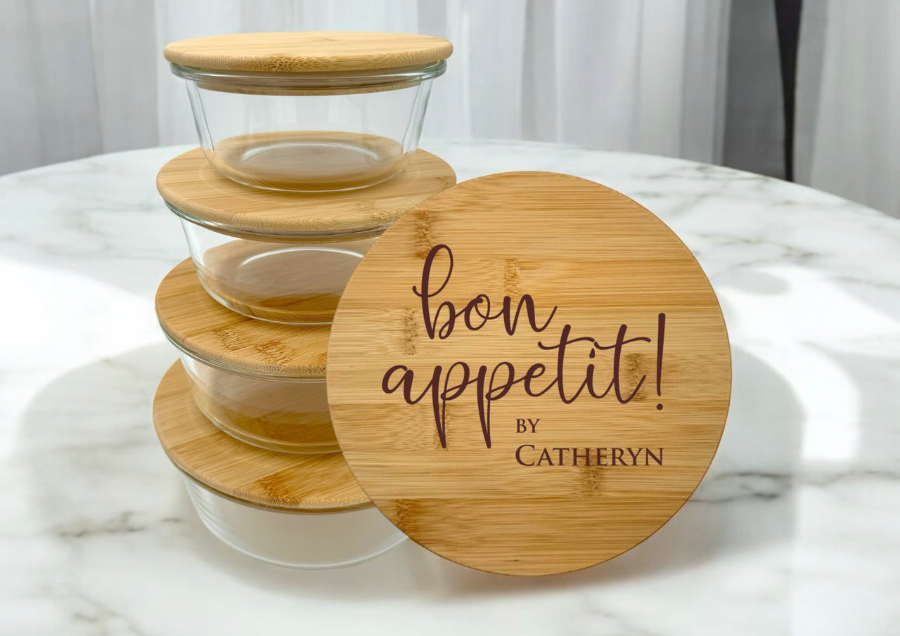 Glass Containers with Personalized Bamboo Lids