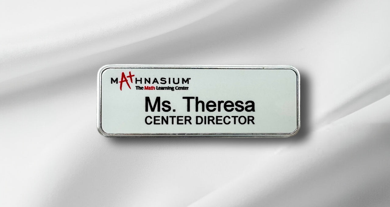 Mathnasium Silver Metal Frame with Metal Faceplate with Magnet Backing