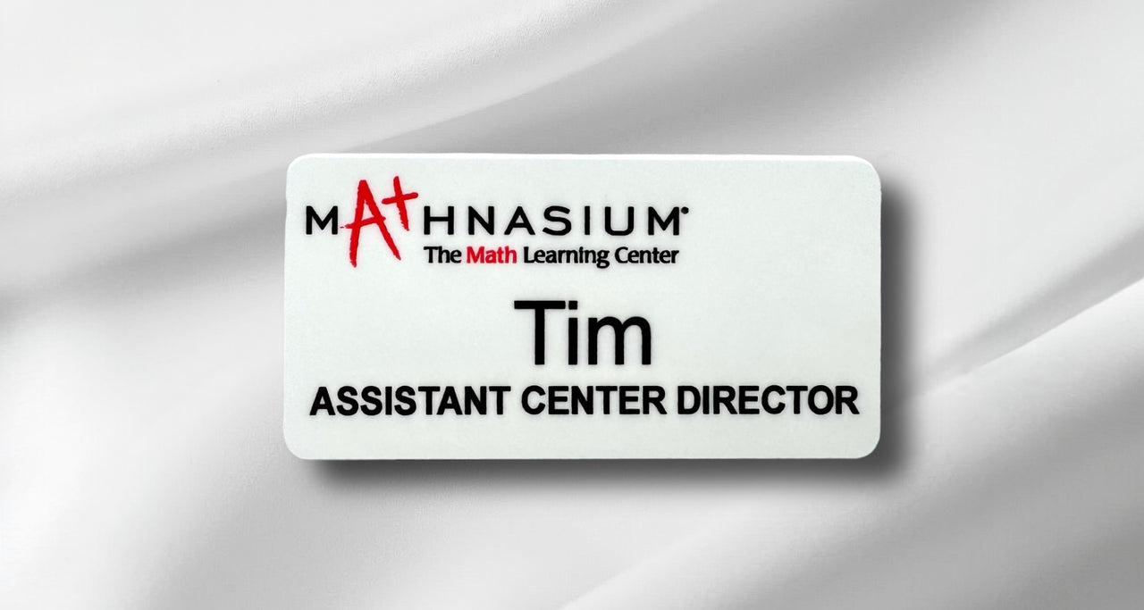 Mathnasium High Gloss Aluminum Metal Budget Name Tag with Magnet Backing