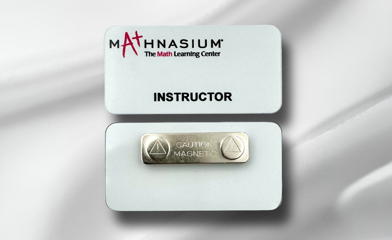 Mathnasium Satin Gloss Aluminum Metal Name Tag with Magnet Backing