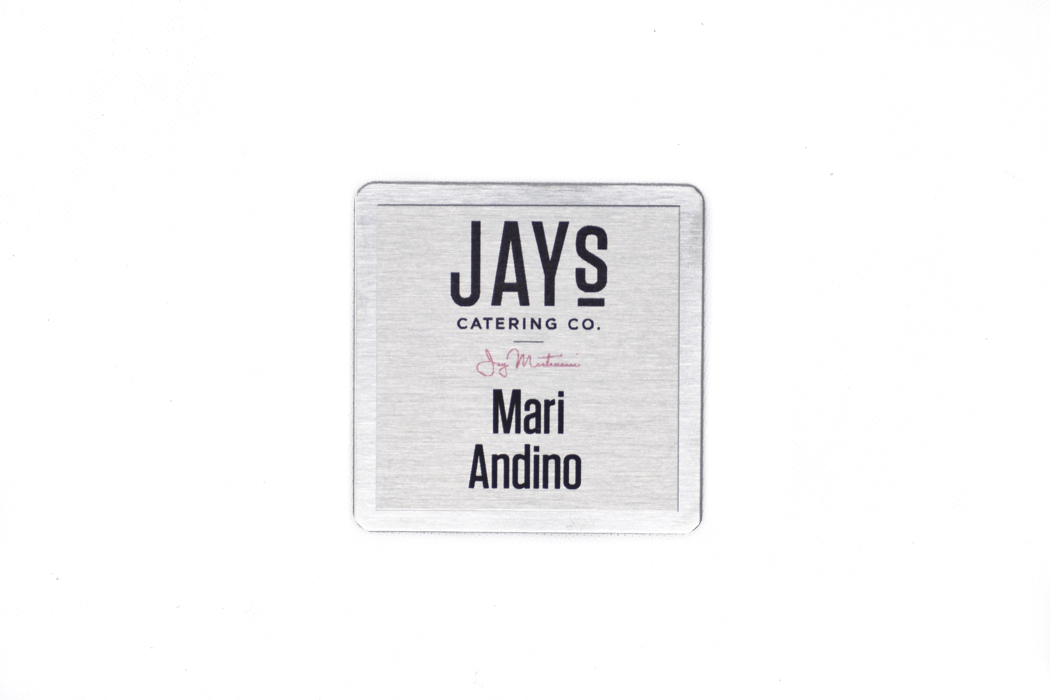 2" x 2" Square Stainless Steel backed Name Tag with Metal Face