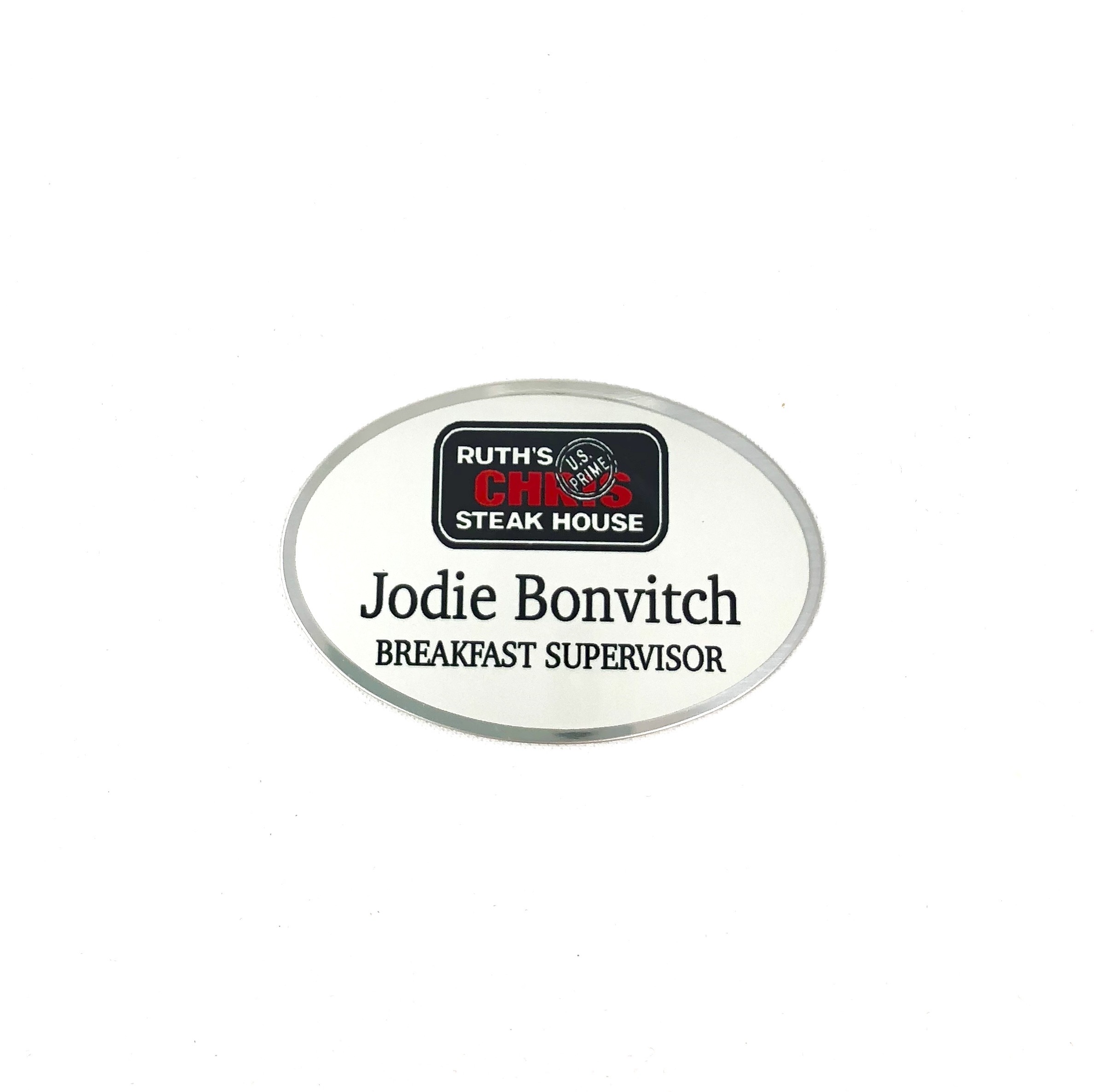 Ruth's Chris Preferred Silver Oval Name Tag
