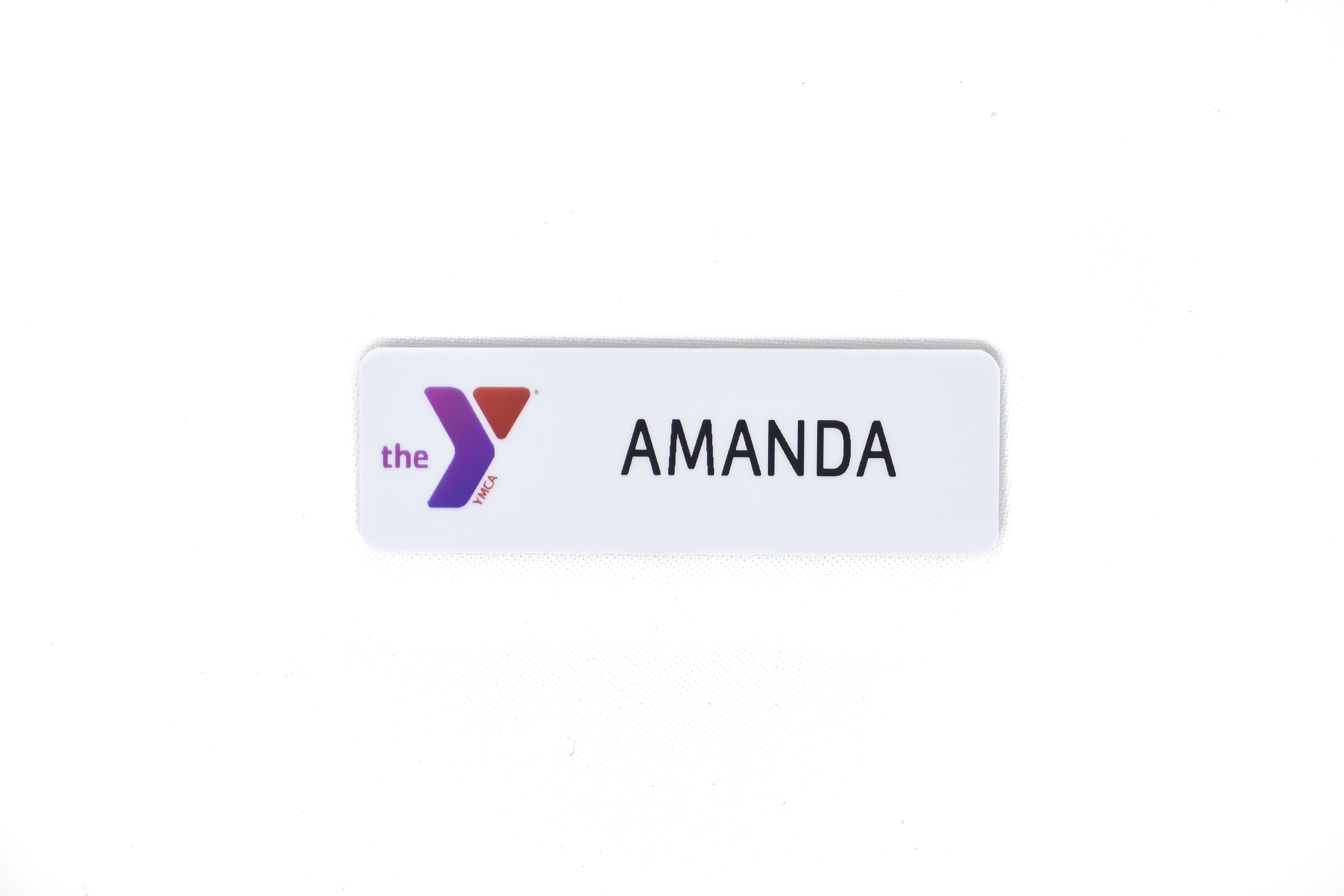 YMCA White Plastic Instabadge 1"x3" with Name and/or Title