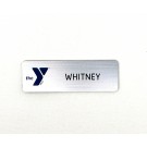 YMCA Silver/Black Plastic Instabadge 1"x3" with Black Logo, Name and/or Title