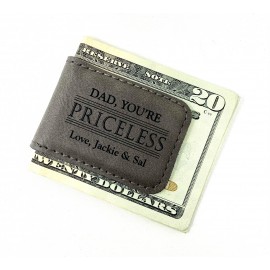 Money Clip Leatherette Gray for Dad